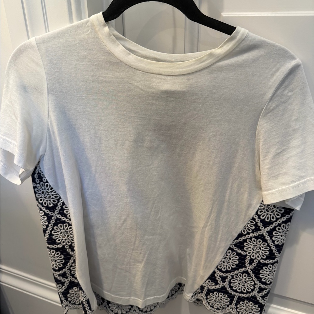 Sea New York white and navy embroidered  Women's Top